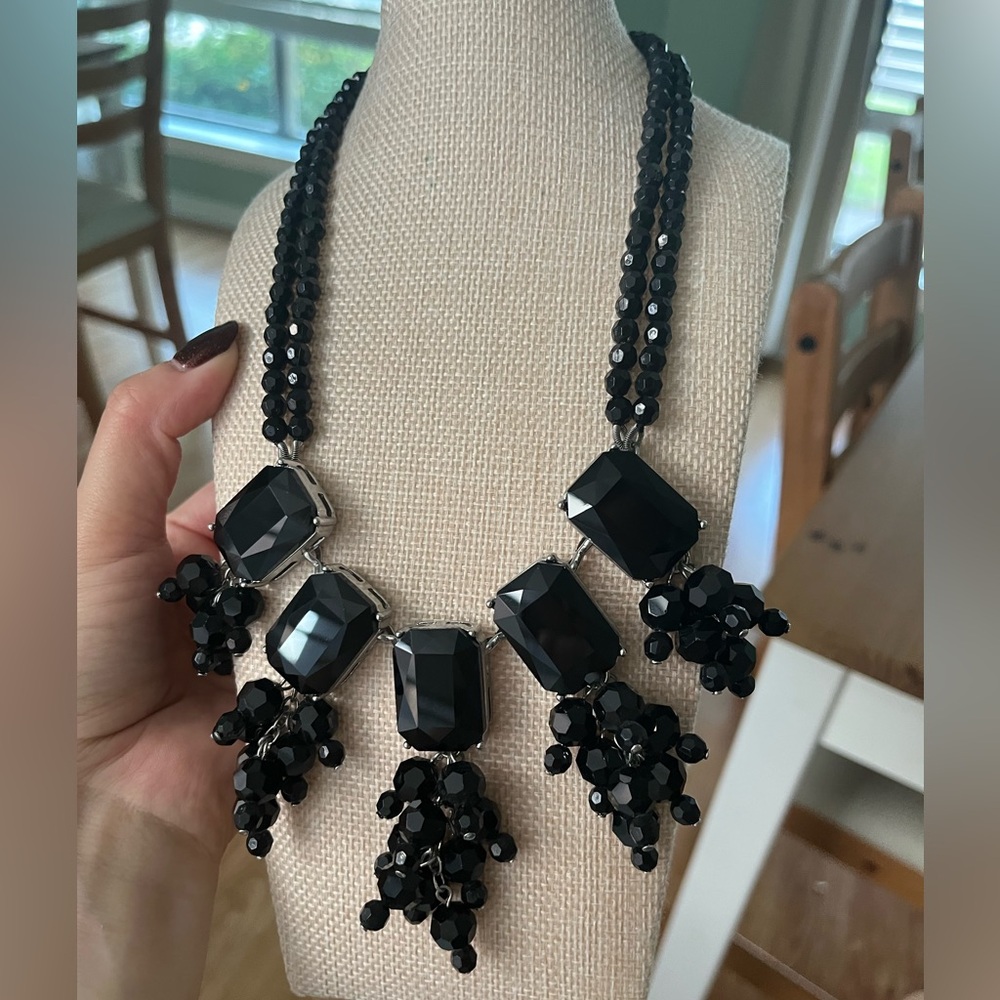Talbots Black Crystal Jewel Necklace